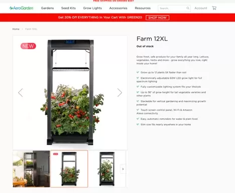 Aerogarden system with various plants growing