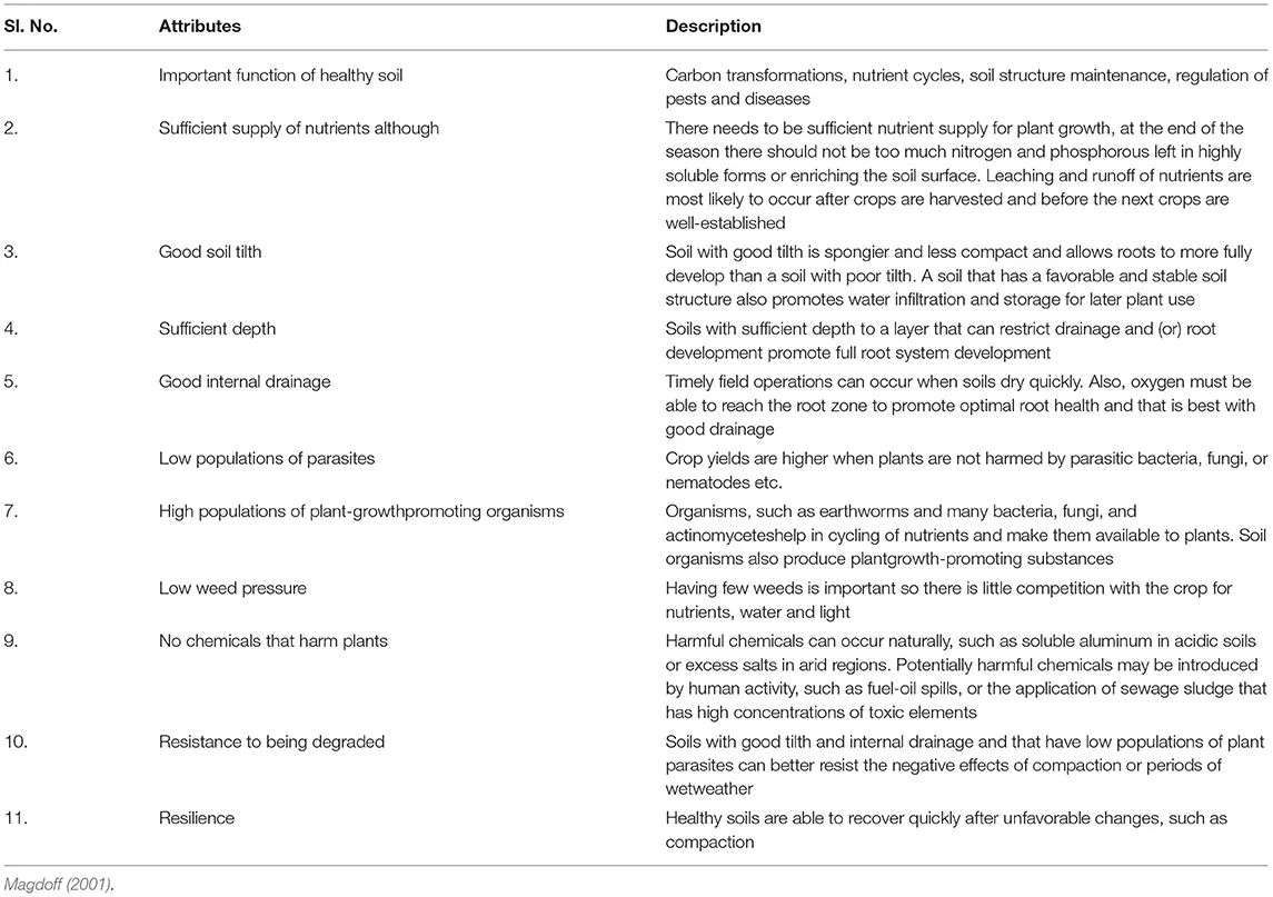 Characteristics of healthy soil