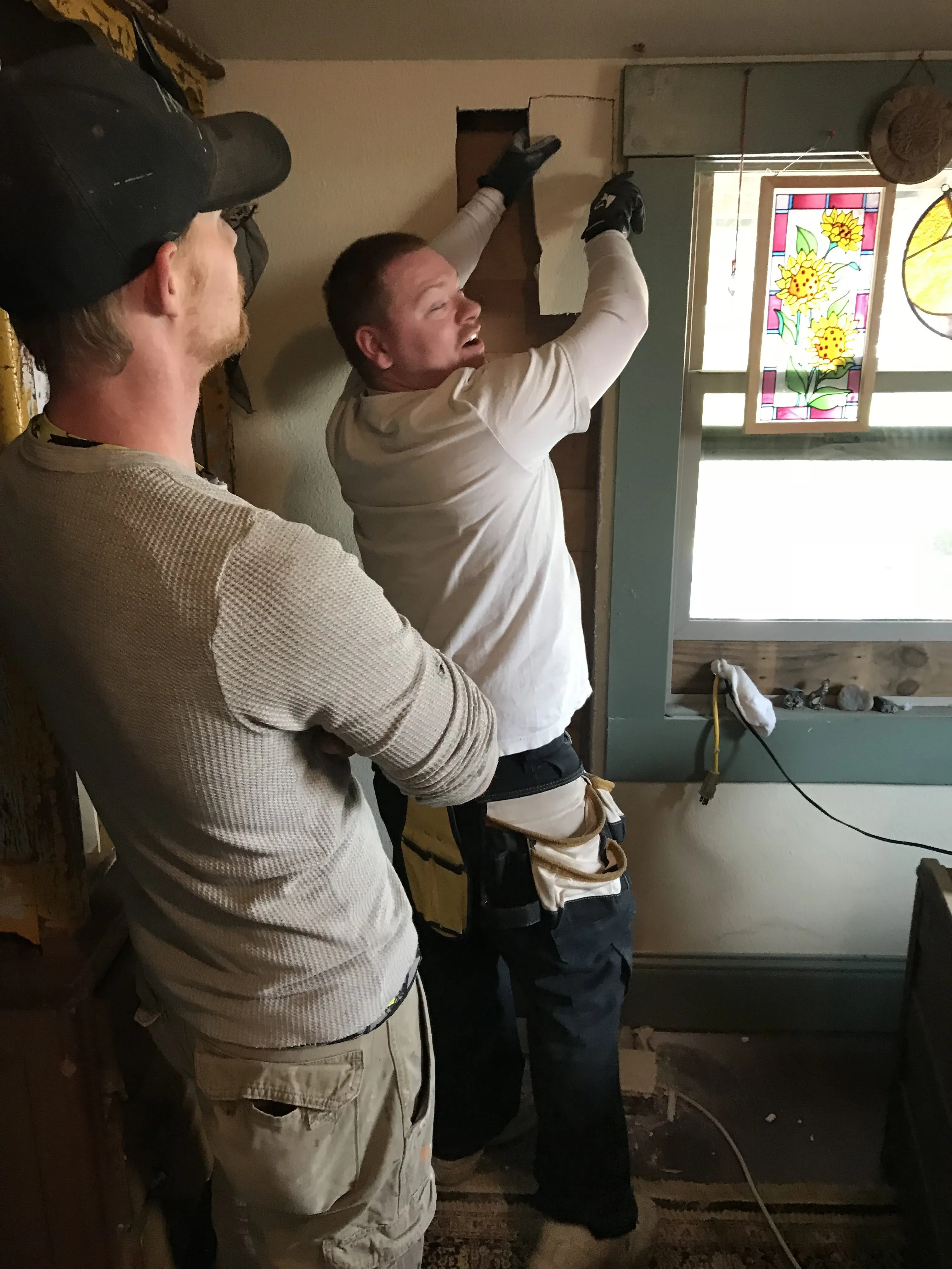 Preparing the wall cavity for installing a vertical herb garden